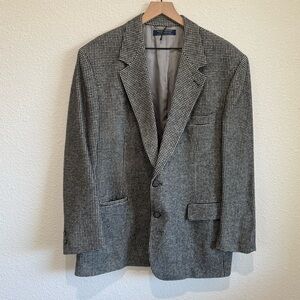 VTG Brooks Brothers Men's Camel Hair Flannel Blazer‎ Grey Dogstooth 45R USA